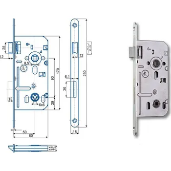 zadlabací zámek Zámek zadlabací K 352 C, rozteč 90 mm, zádlab 80 mm