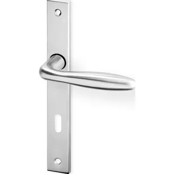 Dveřní kování Dveřní kování CINA UŠ nerez (Dveřní kování CINA UŠ nerez s úzkým štítem s roztečí 72 nebo 90 mm, vhodná pro interiér, pro dozický (obyčejný), cylindrický (fab) zámek, nebo s uzamykací páčkou na WC.)