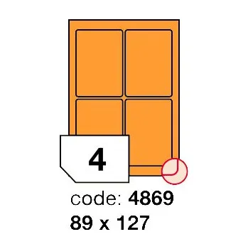 Samolepící etiketa Samolepící etikety Rayfilm Office 89x127 mm 100 archů, fluo oranžová, R0133.4869