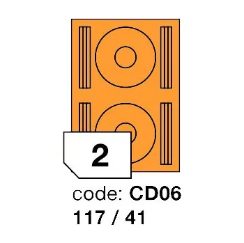 Kancelářské potřeby Samolepící etikety Rayfilm Office průměr 117/41 mm 100 archů, fluo oranžová, R0133.CD06