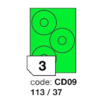 Kancelářské potřeby Samolepící etikety Rayfilm Office průměr 113/37 mm 100 archů, matně zelená, R0120.CD09