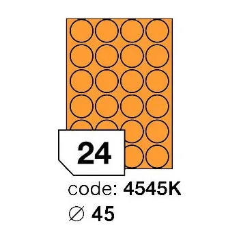 Samolepící etiketa Samolepící etikety Rayfilm Office průměr 45 mm 100 archů, fluo oranžová, R0133.4545K