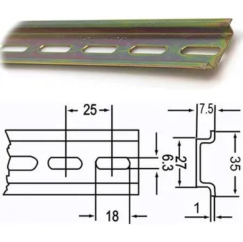 Rozvaděč DIN LIŠTA 35x7,5mm x 1m DĚROVANÁ