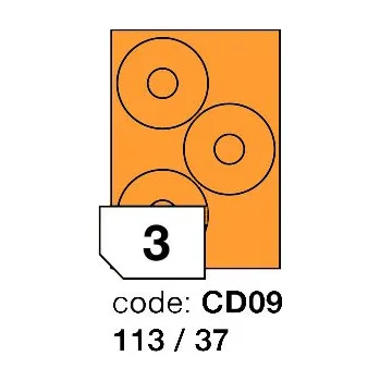 Samolepící etiketa Samolepící etikety Rayfilm Office průměr 113/37 mm 100 archů, fluo oranžová, R0133.CD09