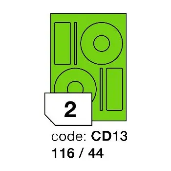 Samolepící etiketa Samolepící etikety Rayfilm Office průměr 116/44 mm 100 archů, fluo zelená, R0130.CD13