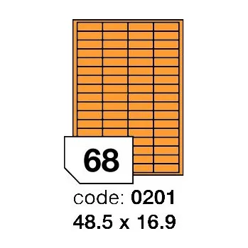 Samolepící etiketa Samolepící etikety Rayfilm Office 48,5x16,9 mm 100 archů, fluo oranžová, R0133.0201