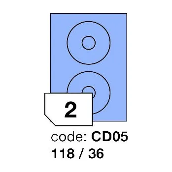 Samolepící etiketa Samolepící etikety Rayfilm Office průměr 118/36 mm 100 archů, matně modrá, R0123.CD05