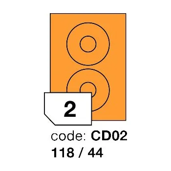 Speciální papír Samolepící etikety Rayfilm Office průměr 118/44 mm 100 archů, fluo oranžová, R0133.CD02