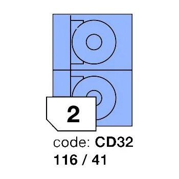 Samolepící etiketa Samolepící etikety Rayfilm Office průměr 116/41 mm 100 archů, matně modrá, R0123.CD32