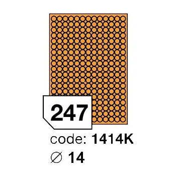 Samolepící etiketa Samolepící etikety Rayfilm Office průměr 14 mm 100 archů, fluo oranžová, R0133.1414K