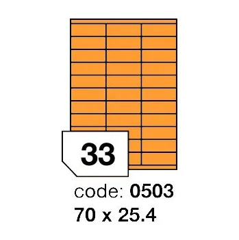 Speciální papír Samolepící etikety Rayfilm Office 70x25,4 mm 100 archů, fluo oranžová, R0133.0503
