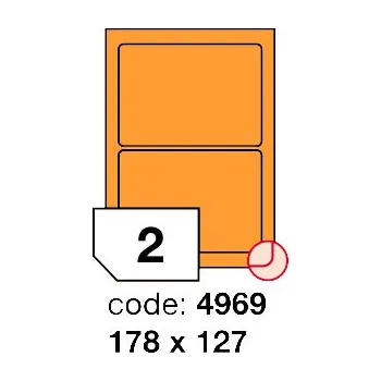 Samolepící etiketa Samolepící etikety Rayfilm Office 178x127 mm 100 archů, fluo oranžová, R0133.4969