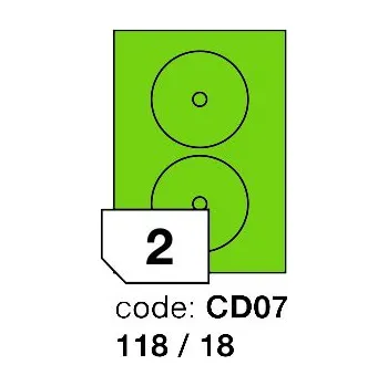 Samolepící etiketa Samolepící etikety Rayfilm Office průměr 118/18 mm 100 archů, fluo zelená, R0130.CD07