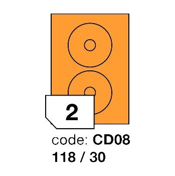 Samolepící etiketa Samolepící etikety Rayfilm Office průměr 118/30 mm 100 archů, fluo oranžová, R0133.CD08