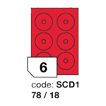 Samolepící etiketa Samolepící etikety Rayfilm Office průměr 78/18 mm 100 archů, fluo červená, R0132.SCD1