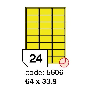 Samolepící etiketa Samolepící etikety Rayfilm Office 64x33,9 mm 100 archů, fluo žlutá, R0131.5606