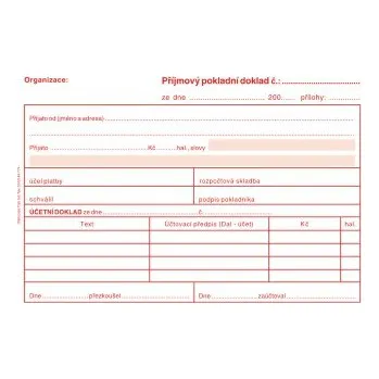 Tiskopis Příjmový pokladní doklad i pro podvojné účetníctví obyčejný ET030