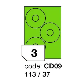 Papír Samolepící etikety Rayfilm Office průměr 113/37 mm 100 archů, fluo zelená, R0130.CD09