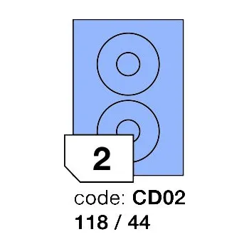 Papír Samolepící etikety Rayfilm Office průměr 118/44 mm 100 archů, matně modrá, R0123.CD02