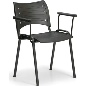 Jednací židle Konfereční židle plastová Smart s područkami černá, černý kov, židle konferenční
