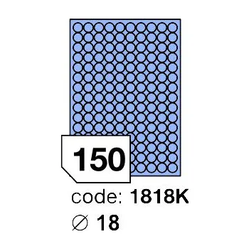 Kancelářské potřeby Samolepící etikety Rayfilm Office průměr 18 mm 100 archů, matně modrá, R0123.1818K