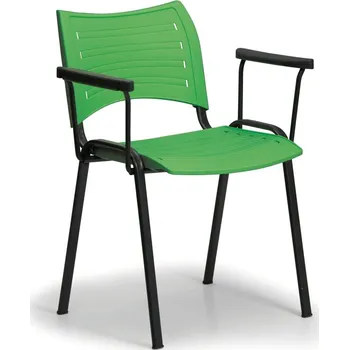 Jednací židle Konfereční židle plastová Smart s područkami zelená, černý kov, židle konferenční