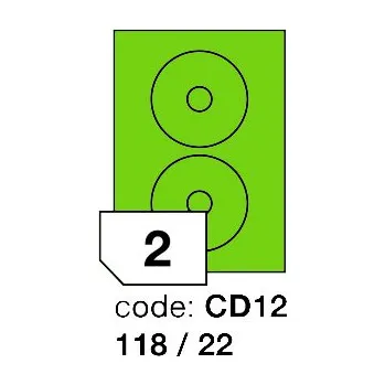 Samolepící etiketa Samolepící etikety Rayfilm Office průměr 118/22 mm 100 archů, fluo zelená, R0130.CD12