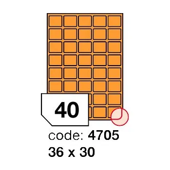 Samolepící etiketa Samolepící etikety Rayfilm Office 36x30 mm 100 archů, fluo oranžová, R0133.4705