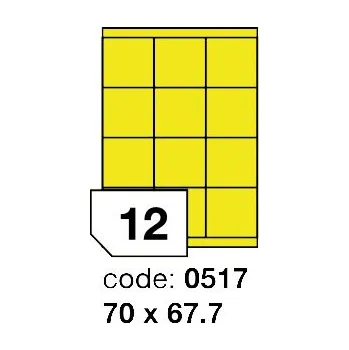 Samolepící etiketa Samolepící etikety Rayfilm Office 70x67,7 mm 100 archů, fluo žlutá, R0131.0517