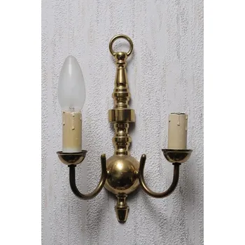 Lampička Mosazná nástěnná lampička dvojče