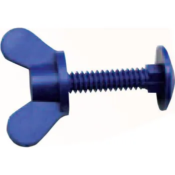 Chov hospodářského zvířete Šroub plastový s křídlovou matkou - modrý dlouhý 90 mm