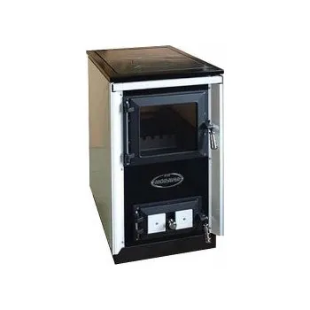 Krbová kamna Kamna SOFIE 9114 s proskleným topeništěm bílá+titan doplňky