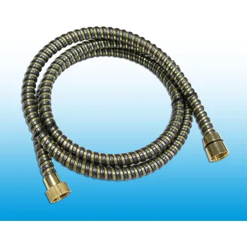 Sprchová hadice Komfortní sprchová hadice s reliéfem vystužená kovovou páskou - SPIRAL 150 cm zlato + antracit matice/kónus - H/1140