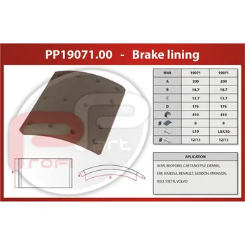 Brzdová čelist Obložení brzdové VOLVO, KAROSA 950 410x200 mm