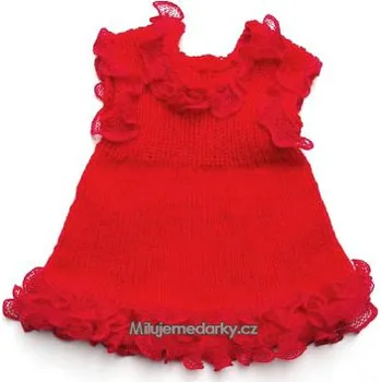 ručně pletené červené šaty s krajkami - 68