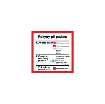 Tabulka - Pokyny při požáru 20 x 20 cm