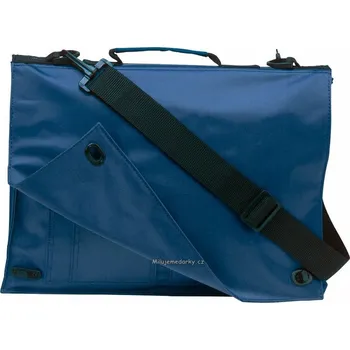 modrá nylonová taška na dokumenty přes rameno