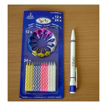 Dortová svíčka Svíčky na dort narozeninové dortové 24 svíček / 12stojánků