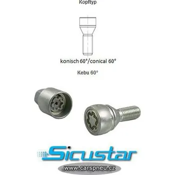Šroubek na kolo Bezpečnostní šrouby SICUSTAR - VN328 - M12x1,25x28 (kužel 60°)