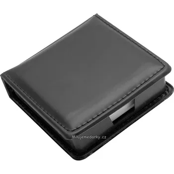 Zápisník Černý koženkový box s papírky na poznámky