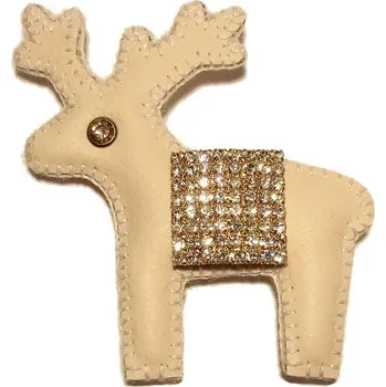Brož Brož koženková - Jelen LUXURY GOLD štras creme