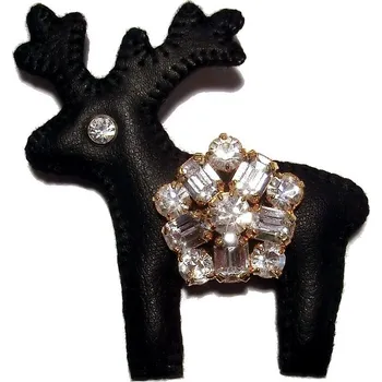 Brož Brož koženková - Jelen LUXURY GOLD šaton black