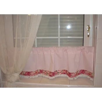 Záclona MeeMee Růže na růžové - vitrážová záclonka