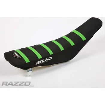 Moto sedlo Potah sedla BudRacing Seat Cover FullTraction Kawasaki KX250F KX450F Black Green Stripes