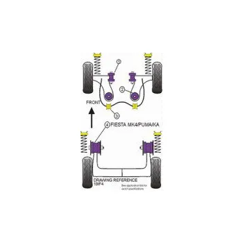 Silentblok nápravy POWERFLEX Ford Fiesta Mk4 -- přední dolní silentblok předního příčného trojúhelníkového ramene