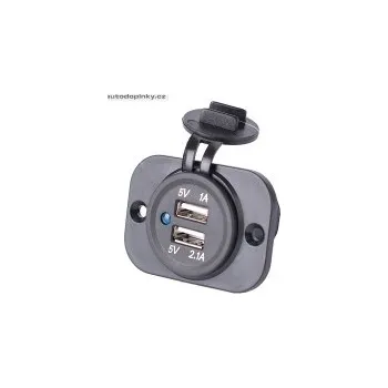 Vestavný USB napájecí adaptér 2xUSB 5V-2,1A a 5V-1A (vstup 12V-24V) 4,2x6x5,2cm SLEVA 5%