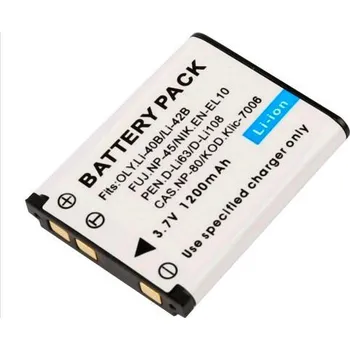 TopTechnology Baterie 1200mAh pro Olympus Li-40B, Li-42B, D-Li63, Nikon EN-EL10 ...