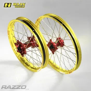 Silniční kolo MX sada kol HaanWheels Suzuki RM125 - Excel Yellow 21x1,6 + 19x1,85 / Red Hub
