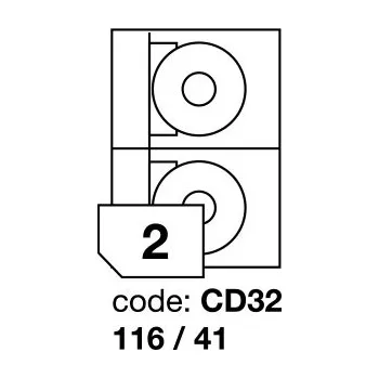 Samolepící etiketa Samolepící etikety Rayfilm Office průměr 116/41 mm 100 archů R0100.CD32A