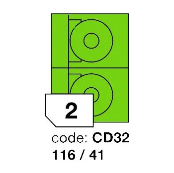 Kancelářské potřeby Samolepící etikety Rayfilm Office průměr 116/41 mm 100 archů, fluo zelená, R0130.CD32